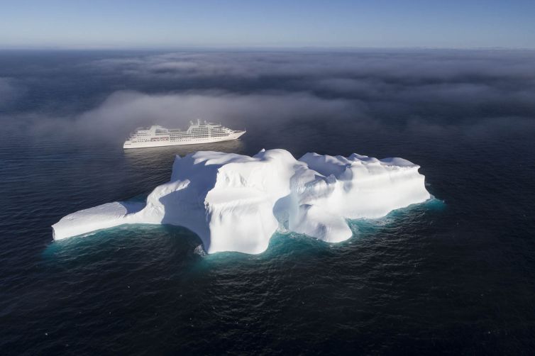Aerial of Seabourn Quest and Iceberg, Bransfield Strait, Antarct