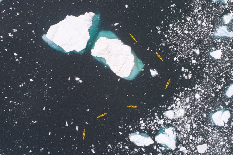 Kayaking Antarctica aerial